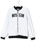 Msgm Kids Sequinned Bomber Jacket - White