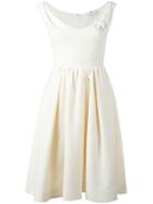 Fendi Flower Appliqué Dress, Women's, Size: 38, White, Silk/mink Fur/glass