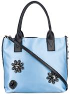 Pinko Brooch Embellished Tote Bag - Blue