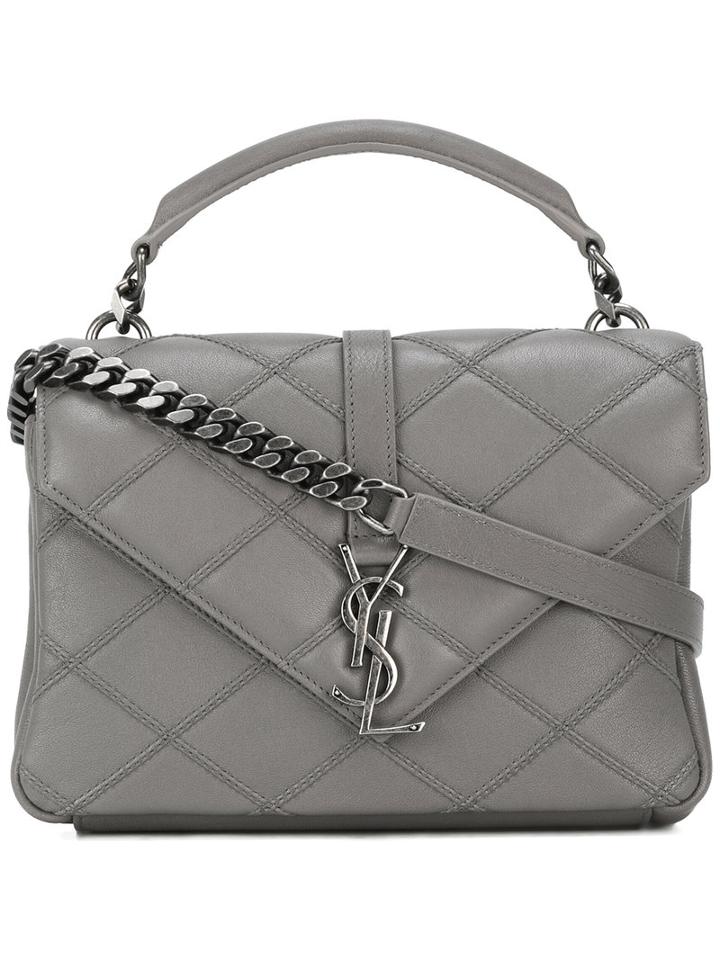 Saint Laurent - Medium Saint Laurent Collège Bag - Women - Lamb Skin - One Size, Grey, Lamb Skin