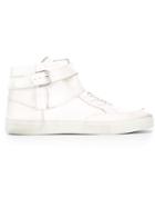 Diesel Black Gold Buckled Hi-top Sneakers, Men's, Size: 43, White, Leather/rubber