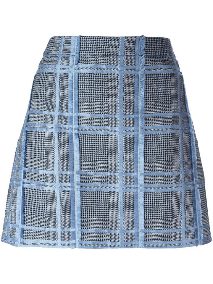 Versace Jacquard Fil Coupé Skirt, Women's, Size: 42, Blue, Silk/acrylic/polyester/wool