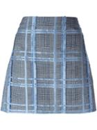 Versace Jacquard Fil Coupé Skirt, Women's, Size: 42, Blue, Silk/acrylic/polyester/wool