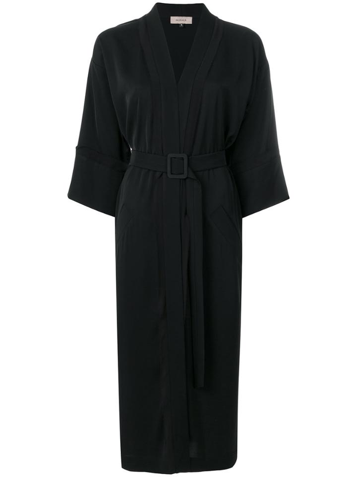 Murmur Belted Long-line Kimono Coat - Black