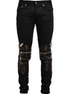Saint Laurent Zip Detail Jeans, Men's, Size: 29, Black, Cotton/leather/polyurethane