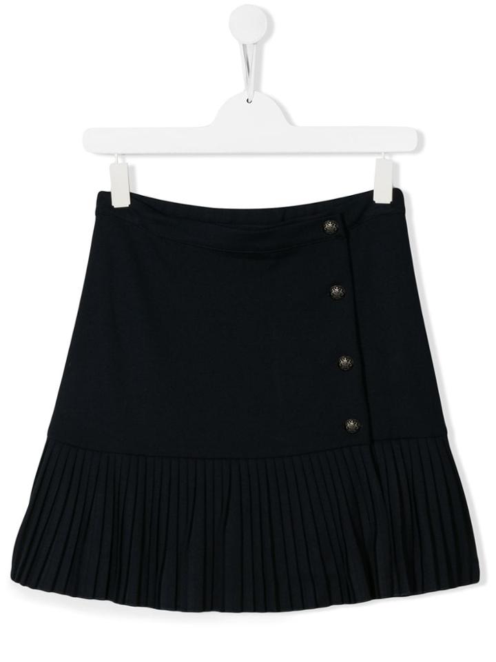 Lapin House Button Embellished Pleated Skirt - Blue