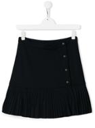 Lapin House Button Embellished Pleated Skirt - Blue