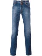Jacob Cohen Stone Washed Jeans, Men's, Size: 32, Blue, Cotton/polyester/spandex/elastane
