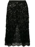 Alessandra Rich Sequin Embellished Lace Skirt - Black