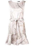 Josie Natori Jacquard Ruffle Hem Dress - White
