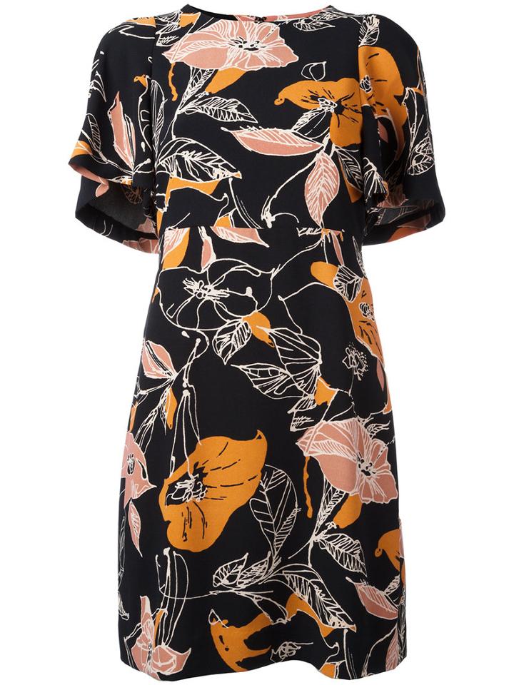 Essentiel Antwerp - 'nash' Floral Dress - Women - Polyester/viscose - 40, Women's, Black, Polyester/viscose