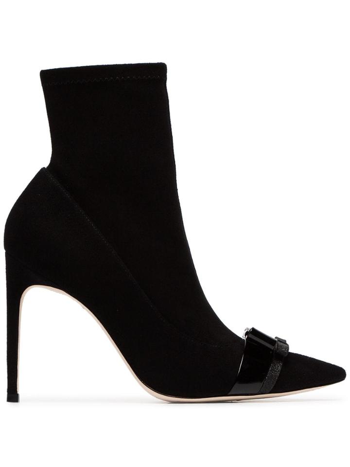 Sophia Webster Black Andie 70 Bow Embellished Suede Boots