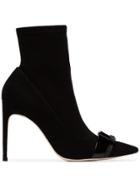 Sophia Webster Black Andie 70 Bow Embellished Suede Boots
