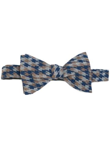 Weber + Weber Dogtooth Embroidered Bow Tie - Blue