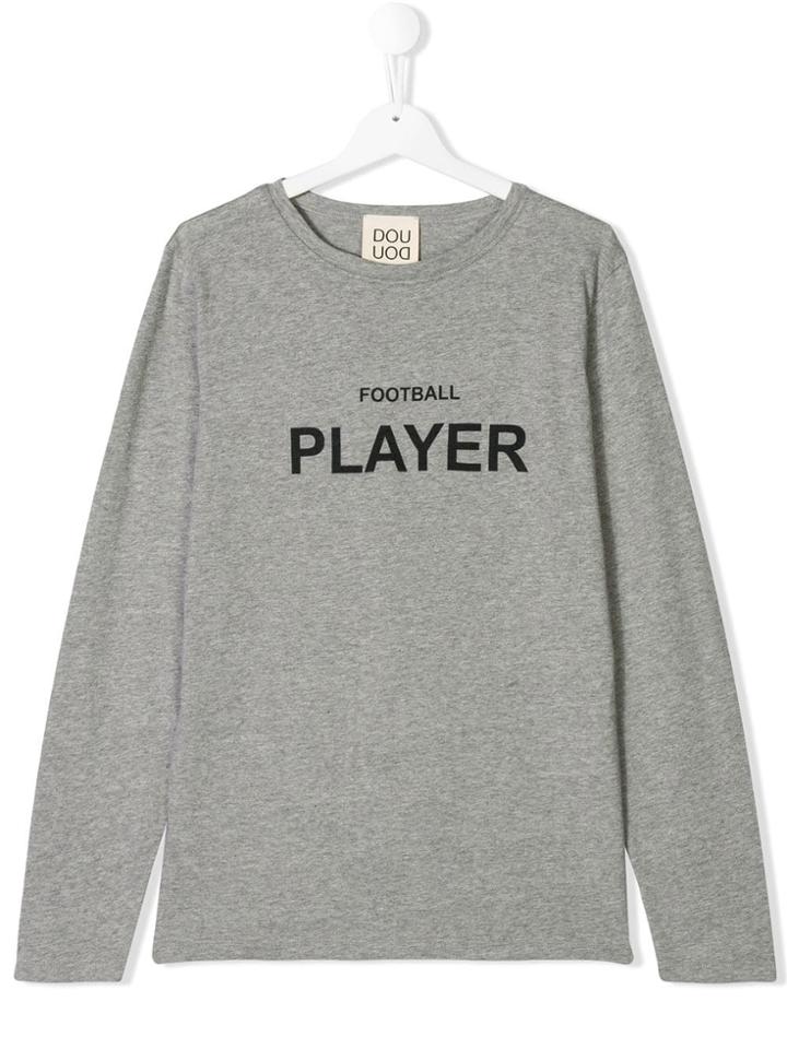 Douuod Kids Football Player Print T-shirt - Grey