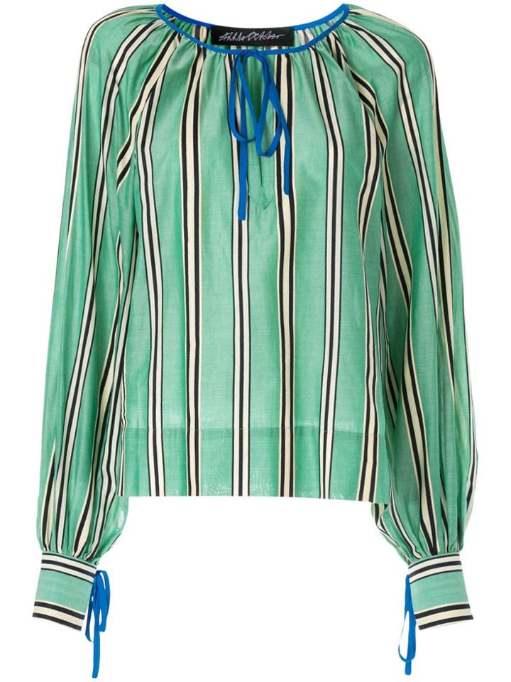 Anna October Tied Striped Blouse - Green