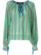 Anna October Tied Striped Blouse - Green