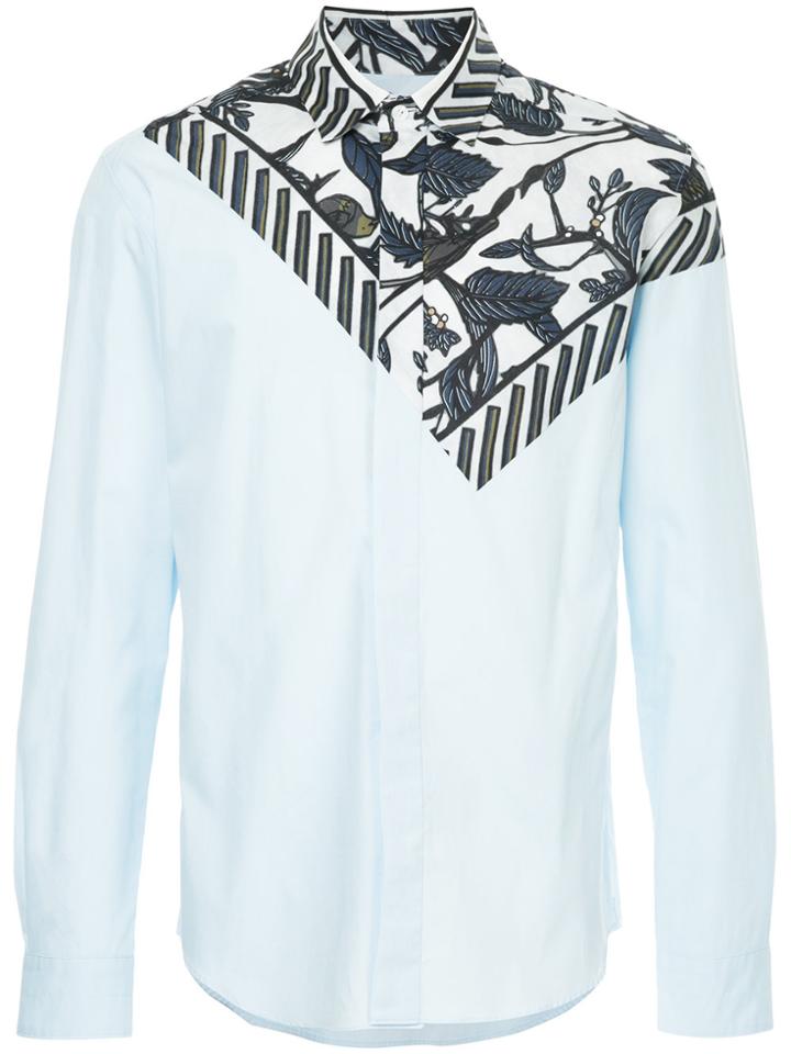 Yoshiokubo Leaf Bandana Print Shirt - Blue