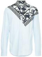 Yoshiokubo Leaf Bandana Print Shirt - Blue