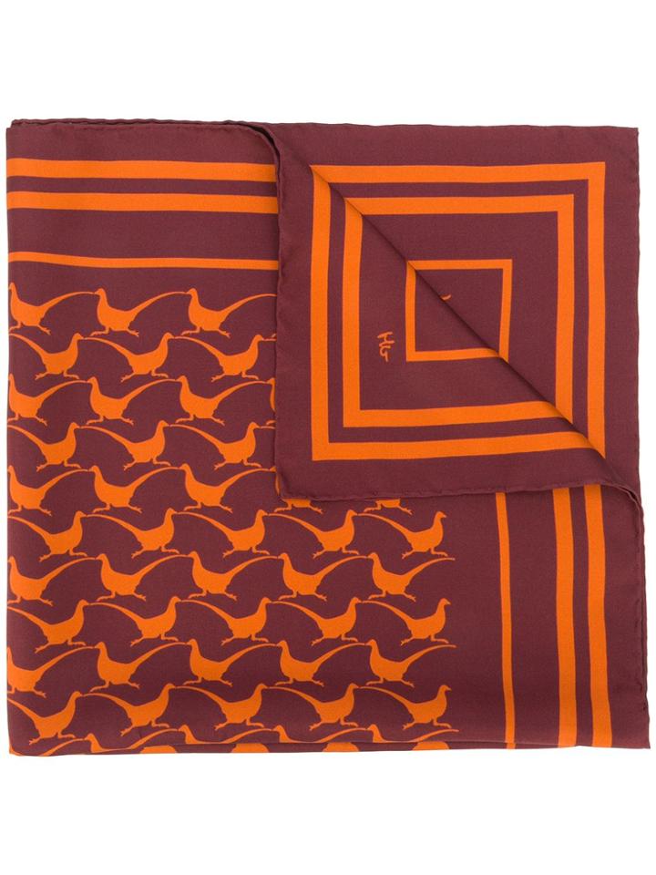 Holland & Holland Bird-print Silk Scarf - Red