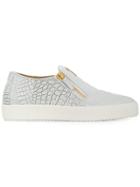 Giuseppe Zanotti Design Eve Crocodile Embossed Sneakers - White