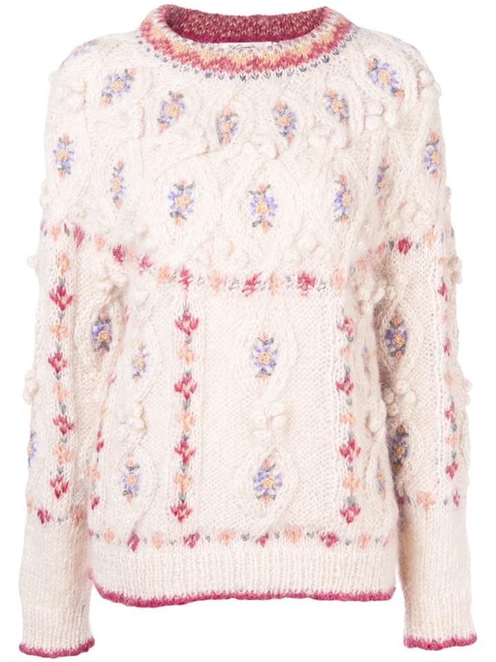 Mes Demoiselles Round Neck Cable Knit Jumper - Nude & Neutrals