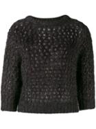 Brunello Cucinelli Cropped Knitted Top - Black