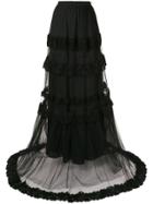 Ingie Paris Embroidered Flared Maxi Skirt - Black