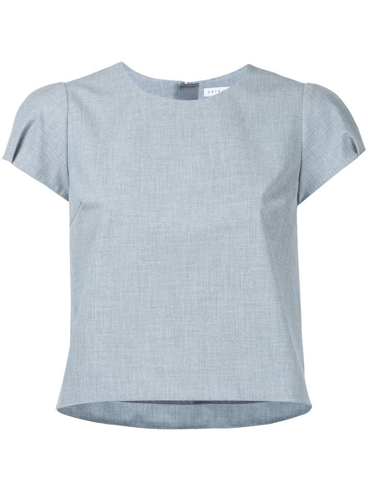 Estnation - Puff Sleeve Crop Top - Women - Polyester - 38, Grey, Polyester