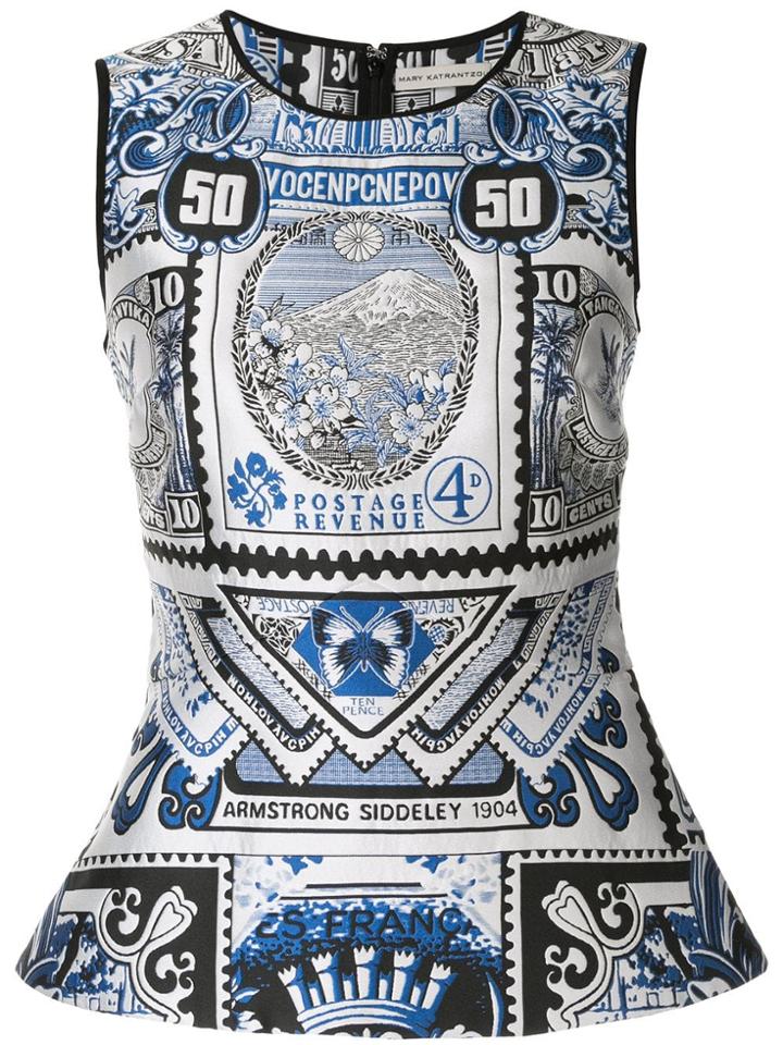 Mary Katrantzou Postcard Jacquard Top - White