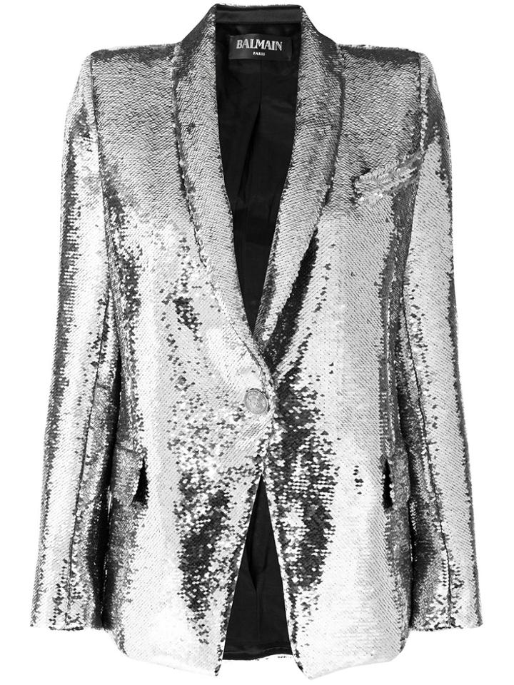 Balmain Sequin Single Breasted Blazer - Metallic