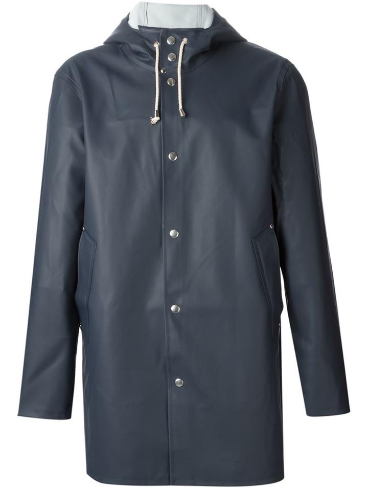 Stutterheim Stockholm Raincoat, Men's, Size: S, Blue, Cotton/polyester
