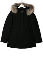 Woolrich Kids Fur Hooded Coat - Black