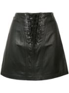 Derek Lam 10 Crosby - Laced Mini Skirt - Women - Lamb Skin/polyester - 4, Black, Lamb Skin/polyester