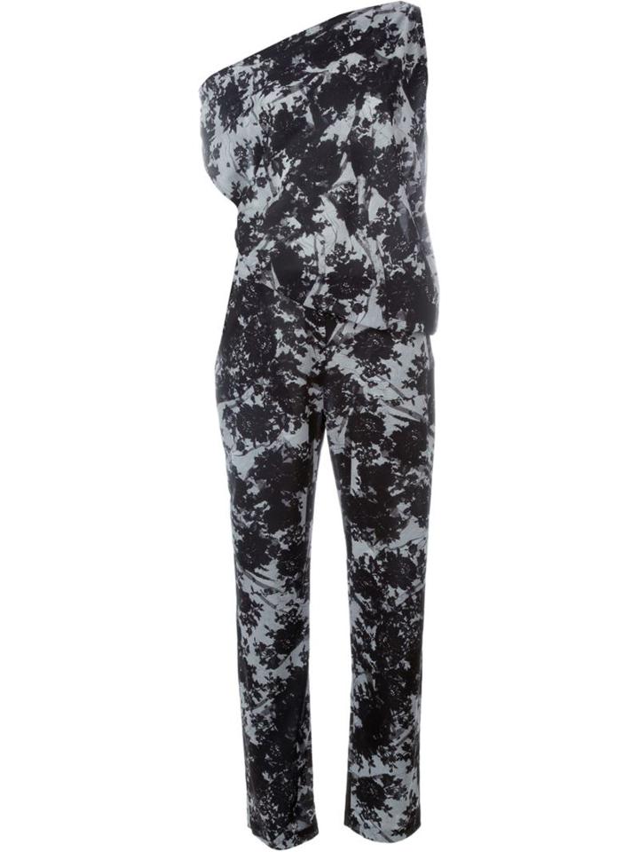 Mcq Alexander Mcqueen Lace Print Draped Jumpsuit, Women's, Size: 40, Black, Polyester