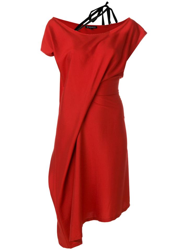 Ann Demeulemeester Strap Detail Shift Dress - Red