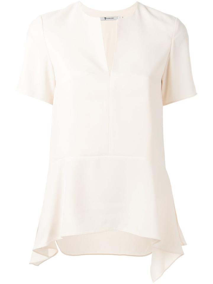 T By Alexander Wang Flared Hem Crepe Blouse - Pink & Purple