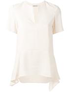 T By Alexander Wang Flared Hem Crepe Blouse - Pink & Purple