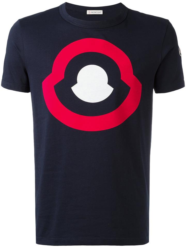 Moncler Logo Print T-shirt, Men's, Size: Xl, Blue, Cotton