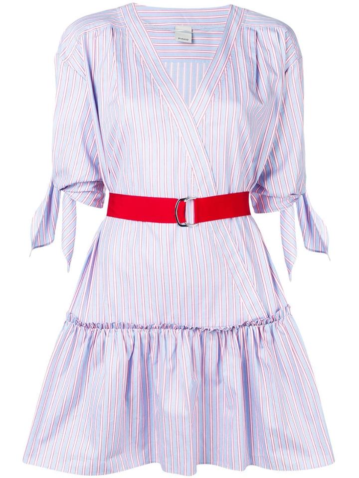 Pinko Striped Belted Mini Dress - Blue