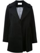 Thomas Tait Pleated Hem Coat, Women's, Size: 8, Black, Polyester/cashmere/wool