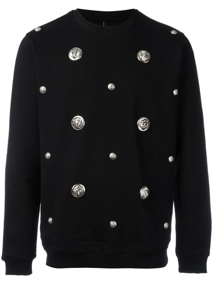 Versus Embellished Logo Sweatshirt, Men's, Size: Small, Black, Cotton