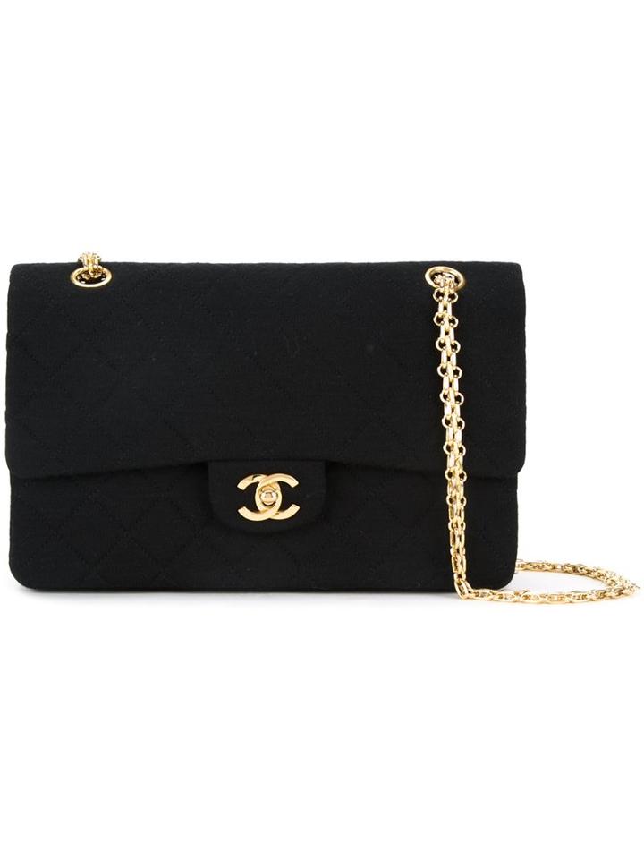 Chanel Vintage 'jersey Classic Flap 23cm' Bag, Women's, Black