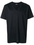 Les Hommes Oversized V-neck T-shirt - Black