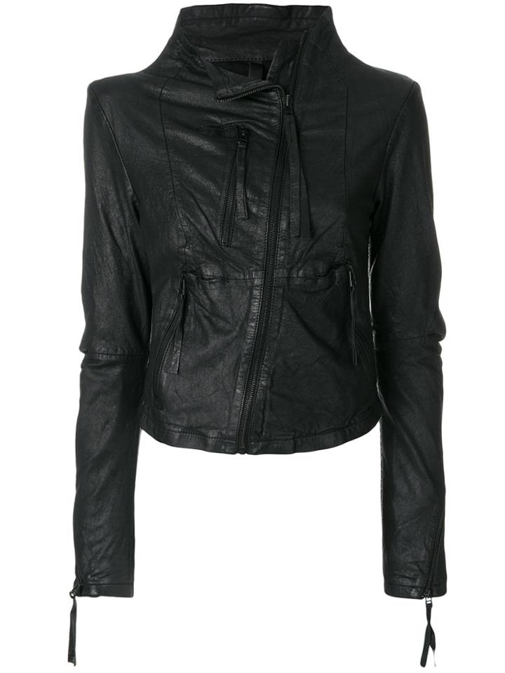 Barbara I Gongini Off-centre Zipped Jacket - Black