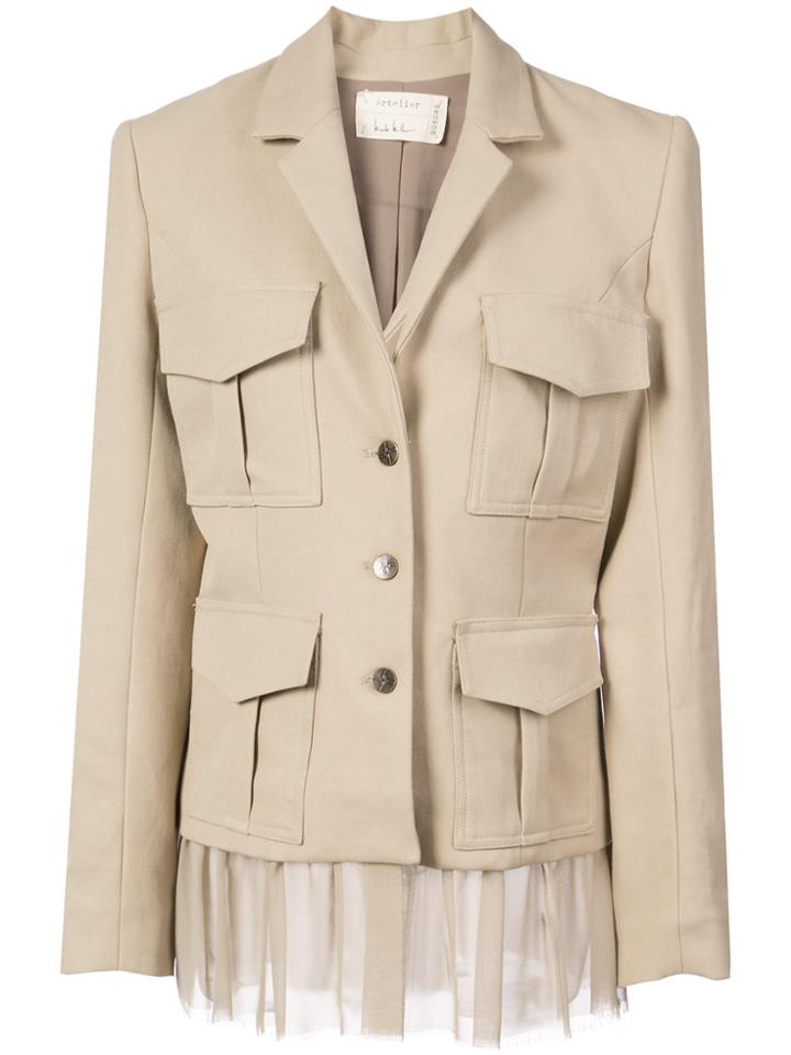 Nicole Miller Safari Button Jacket - Brown
