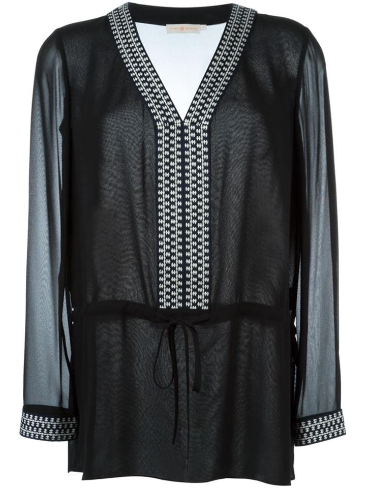 Tory Burch Contrast Trim Sheer Blouse