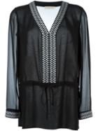 Tory Burch Contrast Trim Sheer Blouse