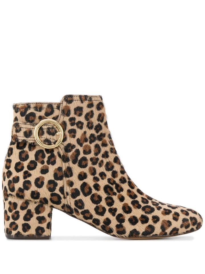 Tila March Leopard Print Ankle Boots - Brown