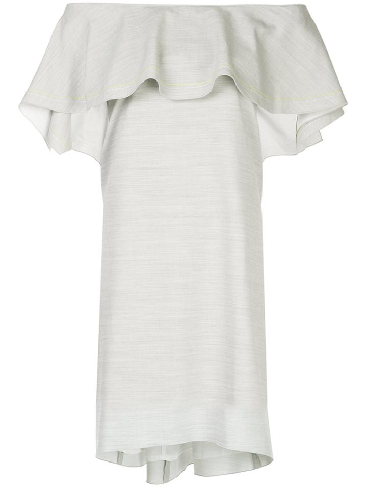 Comme Moi Off The Shoulder Ruffled Dress - Grey